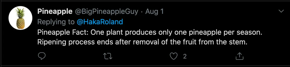 screenshot of a pineapple tweet