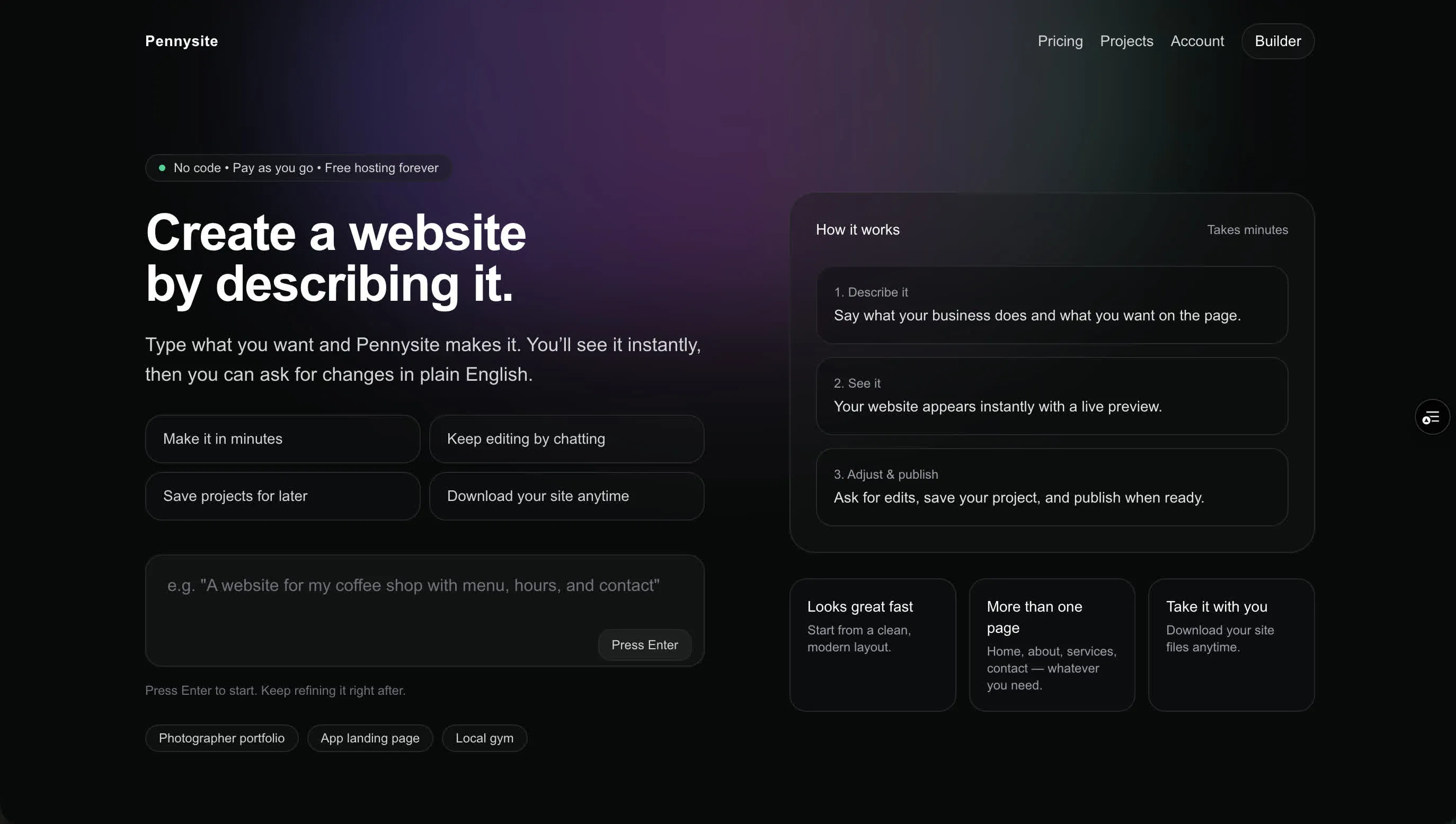 pennsite landing page