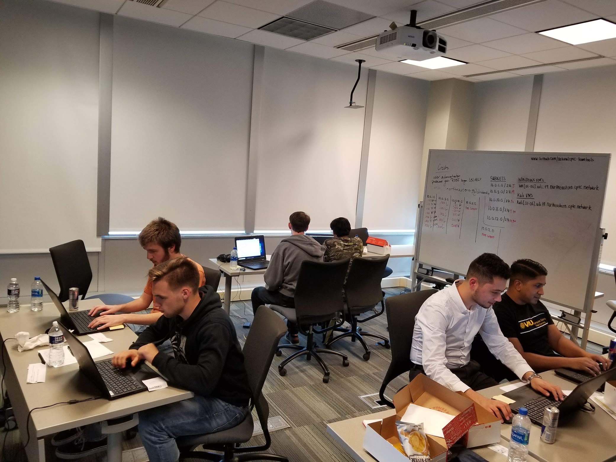 Team deep in focus during a late-night hackathon work session